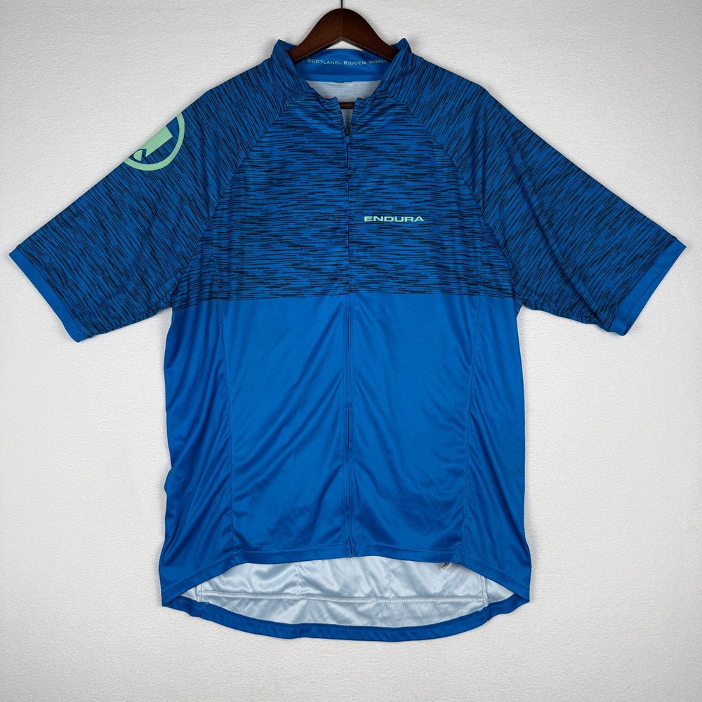 Endura Hummvee Ray Jersey Mens XL Blue Short Sleeve Cycling Shirt Full Zip E3189
